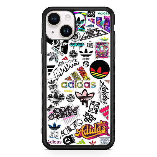 Adidas Art Logo White Background iPhone 15 Case