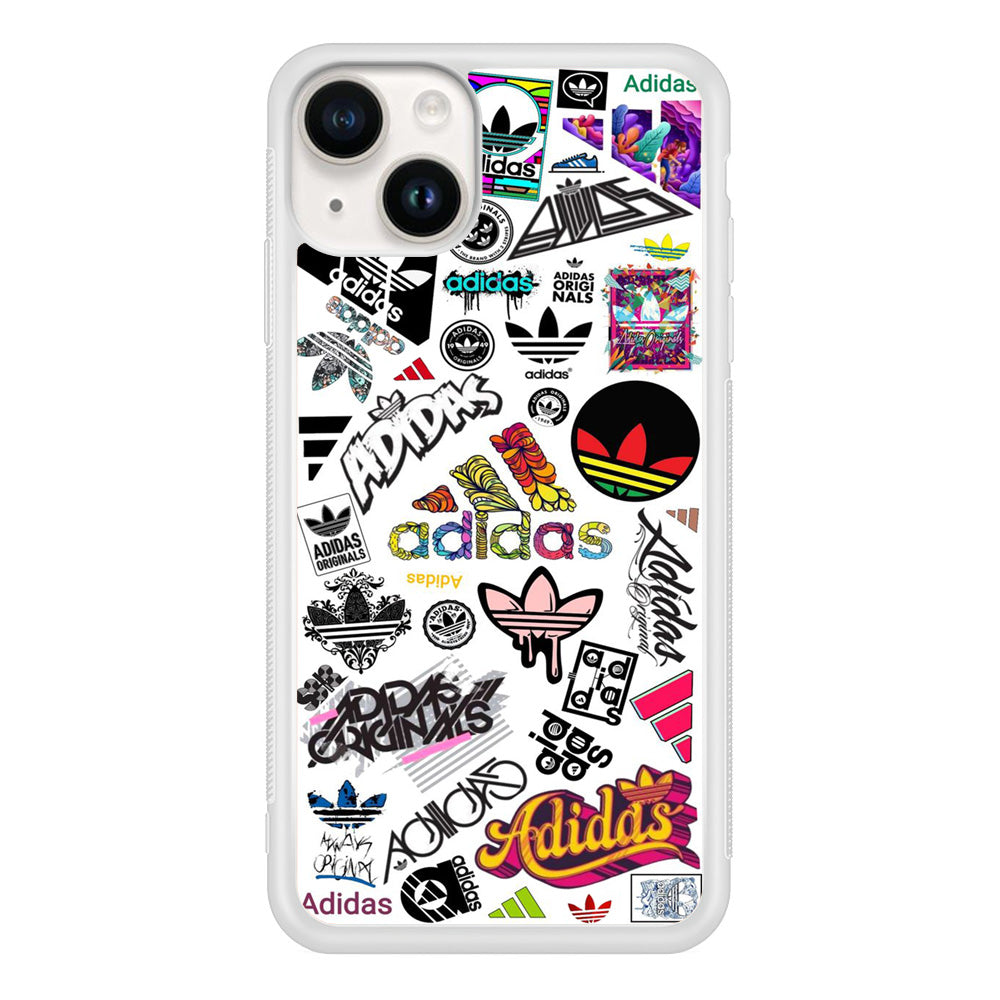 Adidas Art Logo White Background iPhone 15 Case