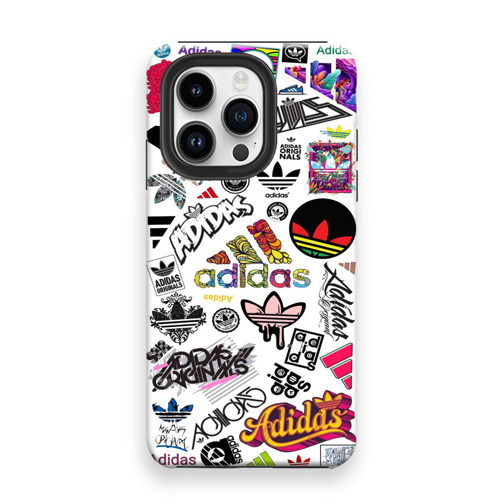 Adidas Art Logo White Background iPhone 15 Pro Max Case