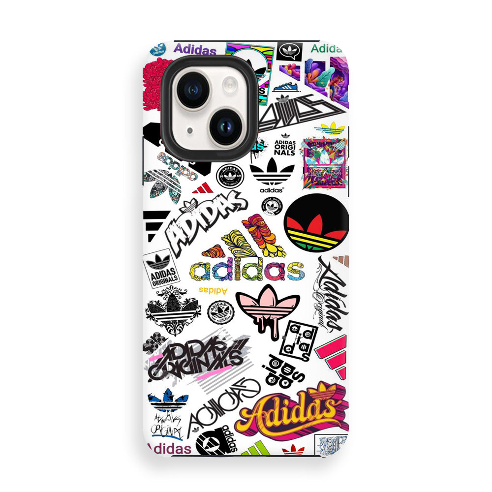 Adidas Art Logo White Background iPhone 15 Case