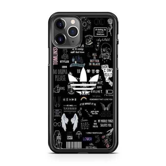 Adidas Black Random Diary Background iPhone 11 Pro Case