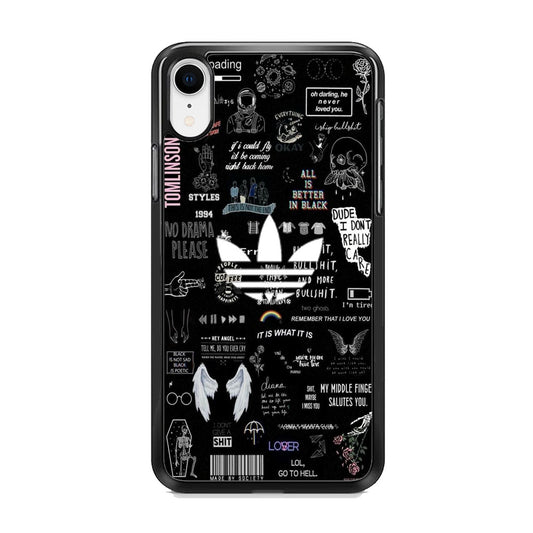 Adidas Black Random Diary Background iPhone XR Case