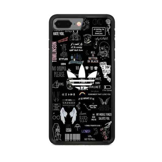 Adidas Black Random Diary Background iPhone 8 Plus Case