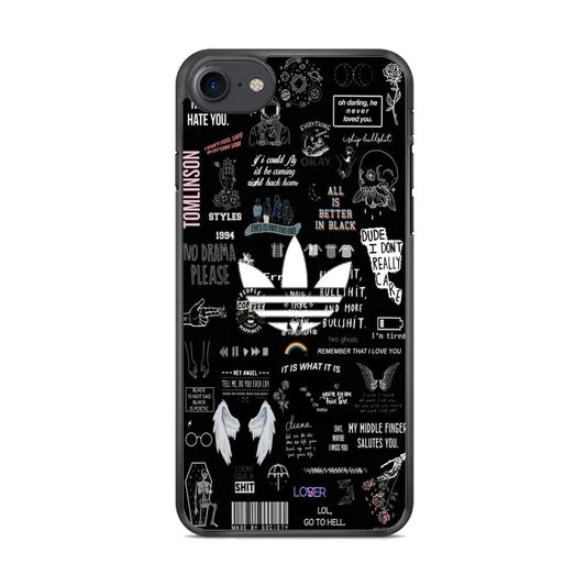 Adidas Black Random Diary Background iPhone 7 Case