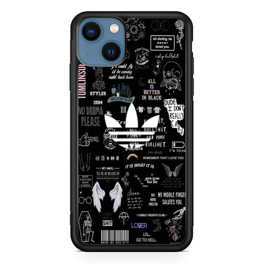 Adidas Black Random Diary Background iPhone 13 Case