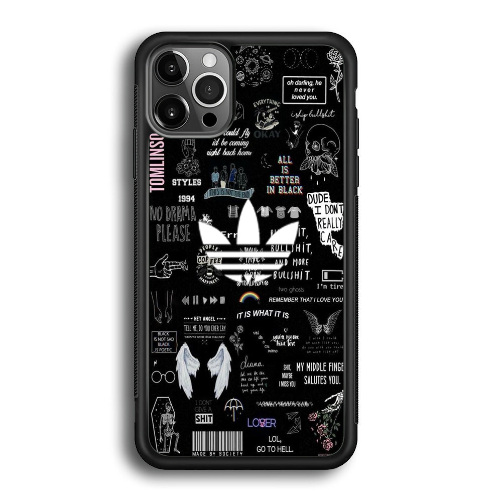 Adidas Black Random Diary Background iPhone 12 Pro Case