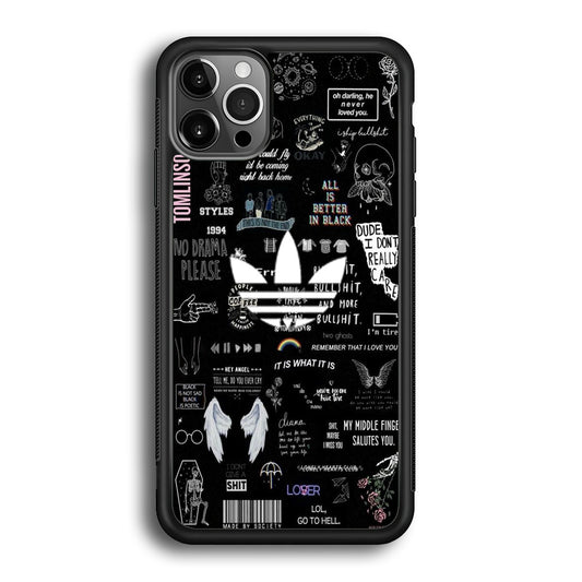 Adidas Black Random Diary Background iPhone 12 Pro Case