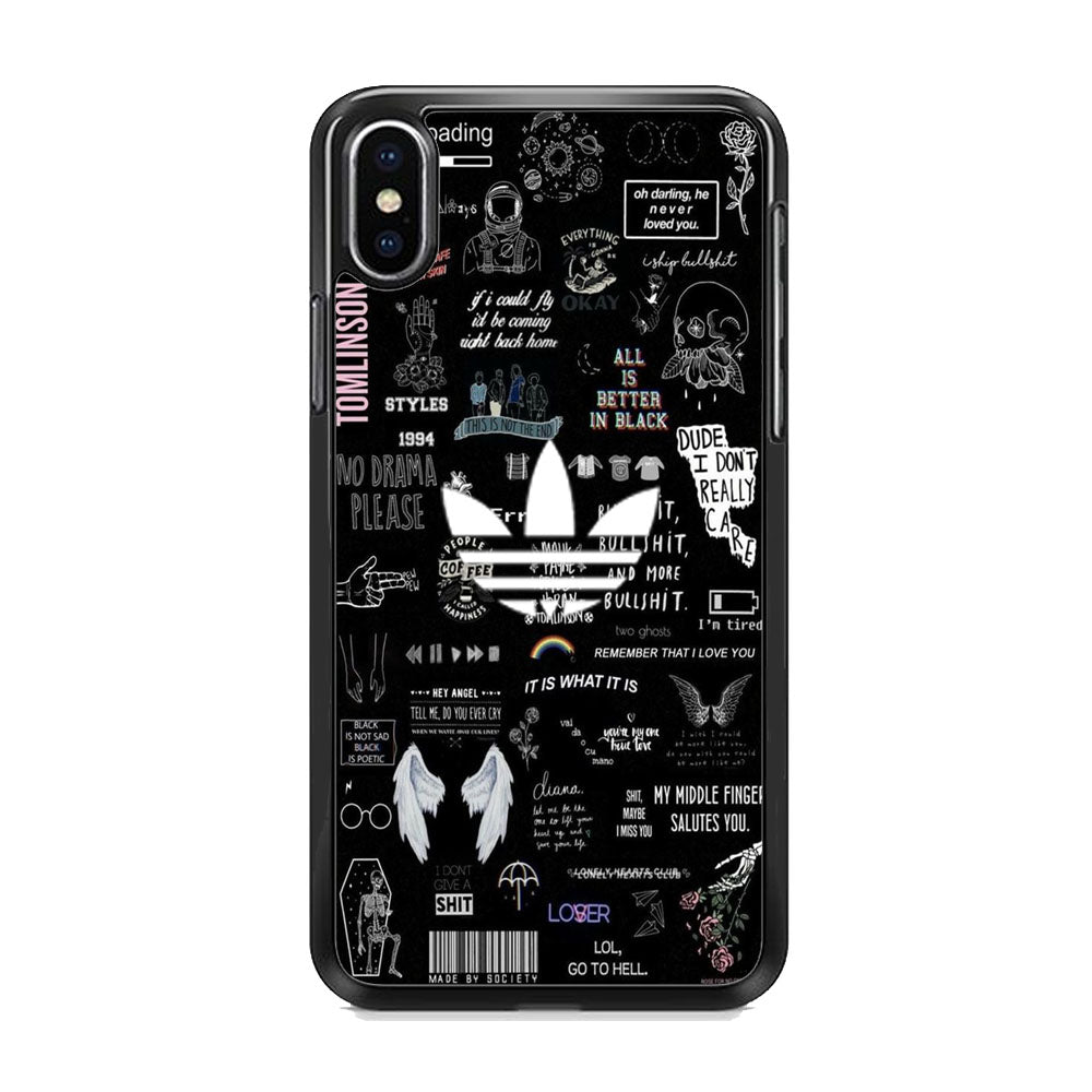 Adidas Black Random Diary Background iPhone X Case