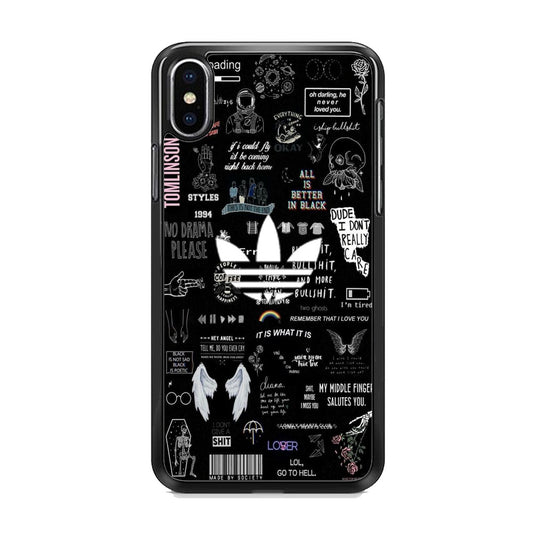 Adidas Black Random Diary Background iPhone Xs Case