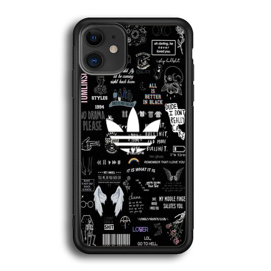 Adidas Black Random Diary Background iPhone 12 Case