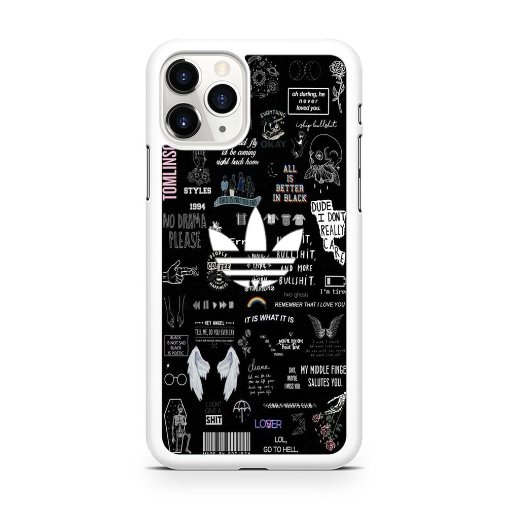 Adidas Black Random Diary Background iPhone 11 Pro Case