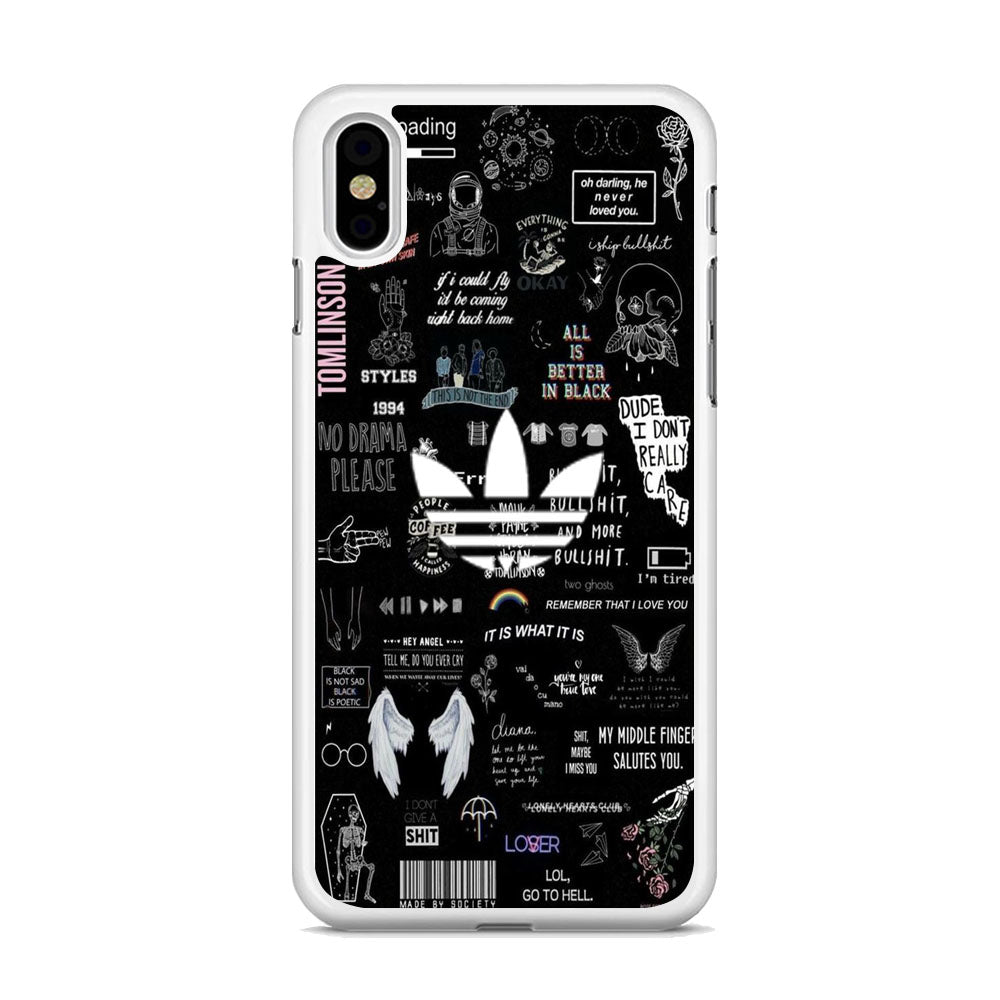 Adidas Black Random Diary Background iPhone Xs Case