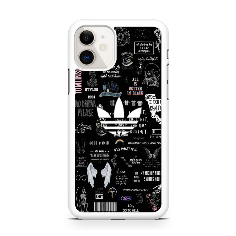 Adidas Black Random Diary Background iPhone 11 Case