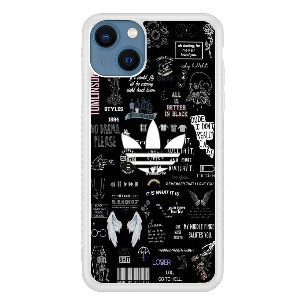 Adidas Black Random Diary Background iPhone 13 Case