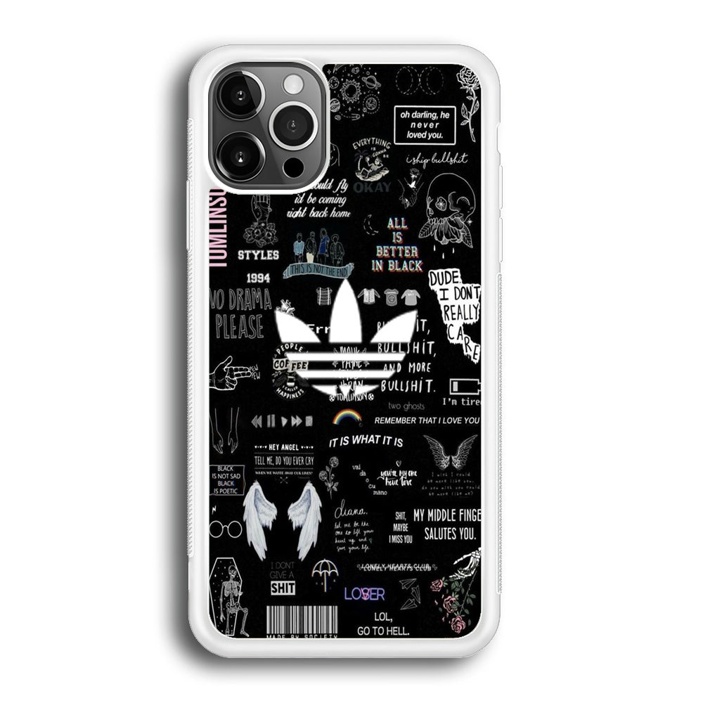 Adidas Black Random Diary Background iPhone 12 Pro Max Case