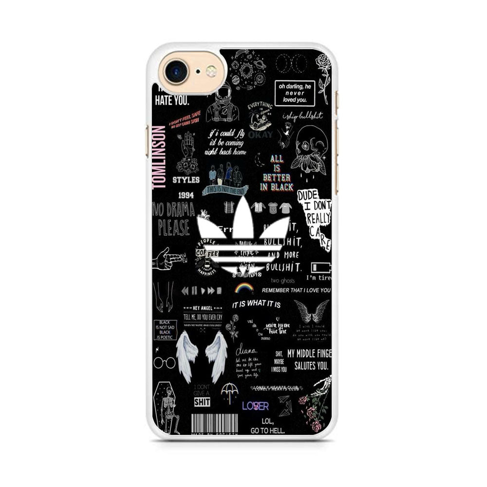 Adidas Black Random Diary Background iPhone 7 Case