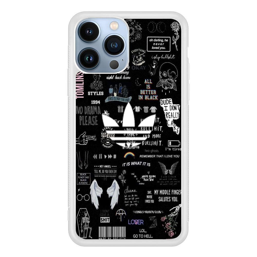 Adidas Black Random Diary Background iPhone 13 Pro Max Case