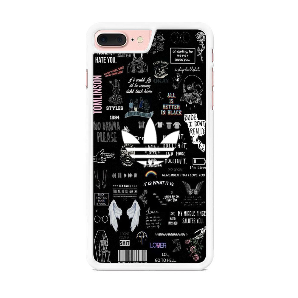 Adidas Black Random Diary Background iPhone 8 Plus Case