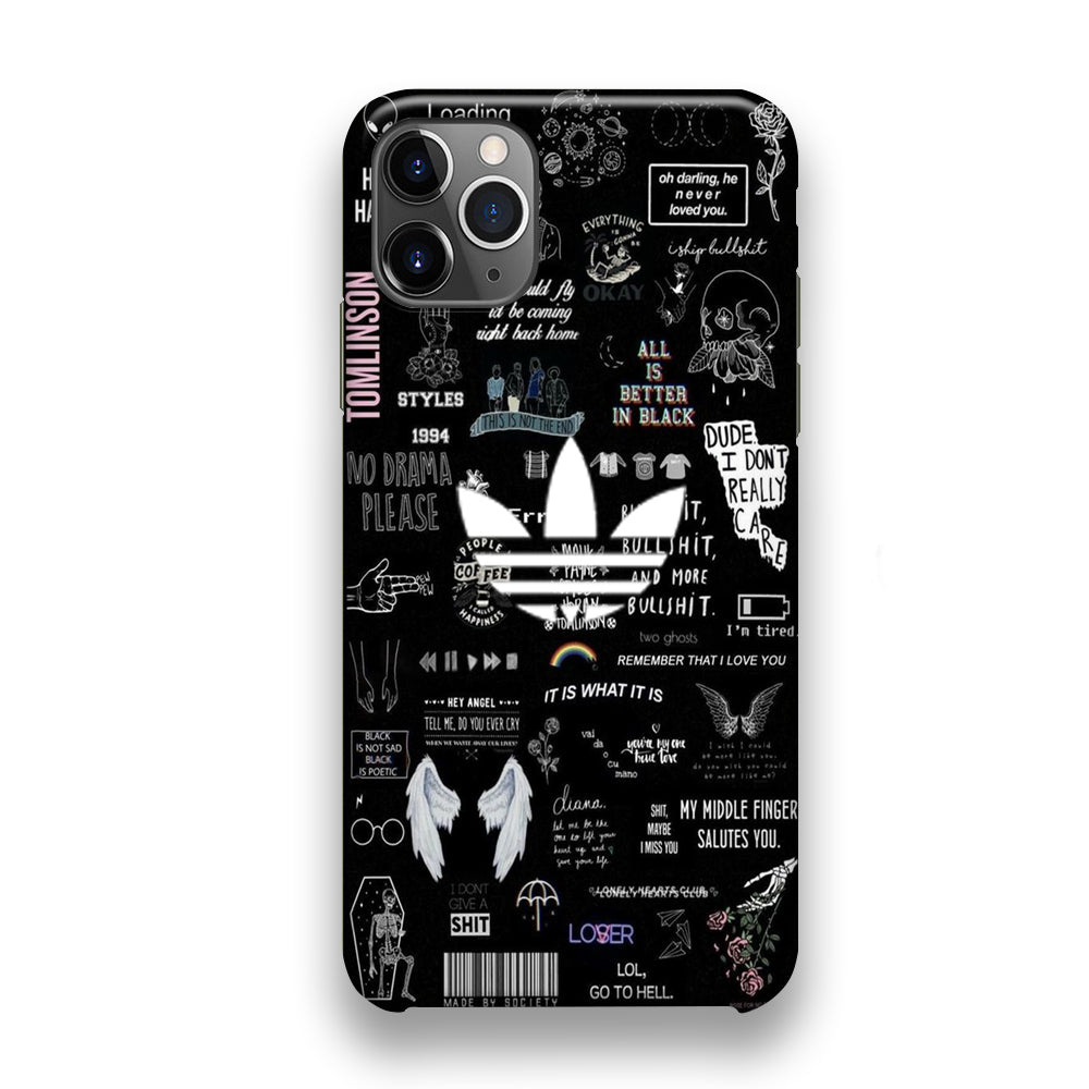 Adidas Black Random Diary Background iPhone 11 Pro Case