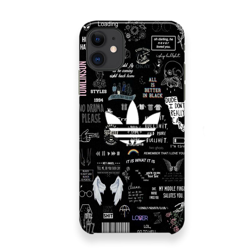 Adidas Black Random Diary Background iPhone 12 Case