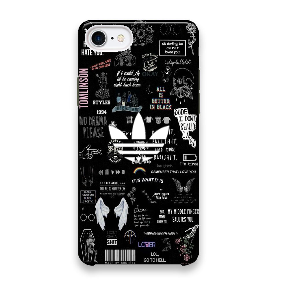 Adidas Black Random Diary Background iPhone 8 Case