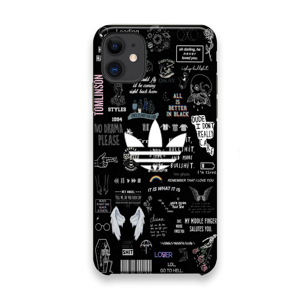 Adidas Black Random Diary Background iPhone 11 Case