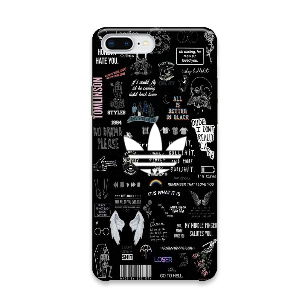 Adidas Black Random Diary Background iPhone 8 Plus Case