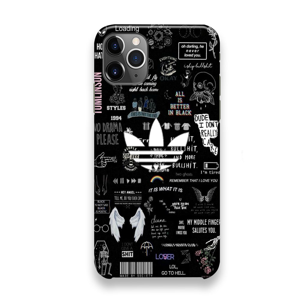 Adidas Black Random Diary Background iPhone 12 Pro Case