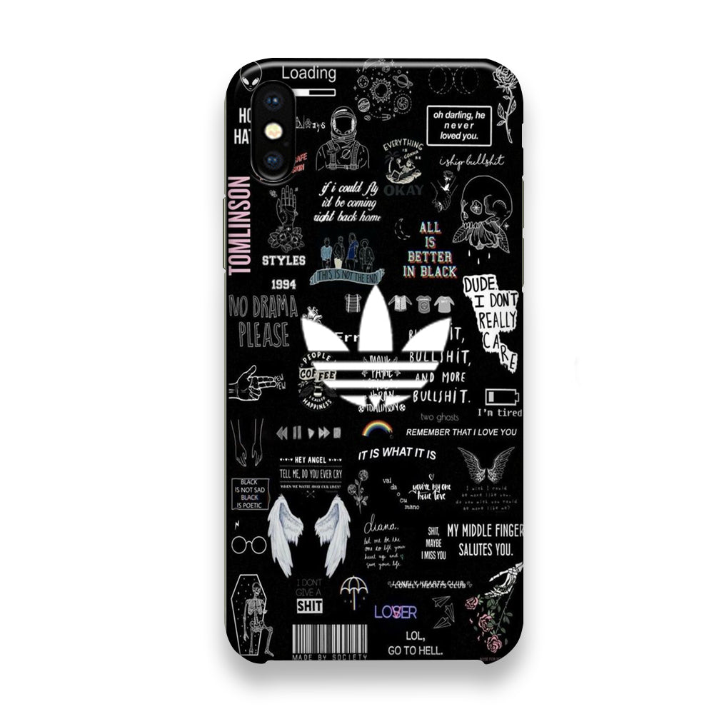 Adidas Black Random Diary Background iPhone X Case