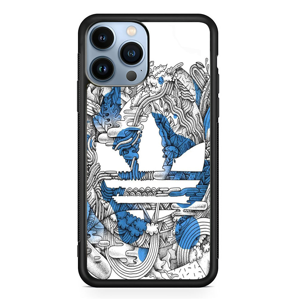 Adidas Doodle Art Blue Clover iPhone 13 Pro Case