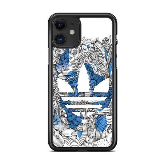 Adidas Doodle Art Blue Clover iPhone 11 Case