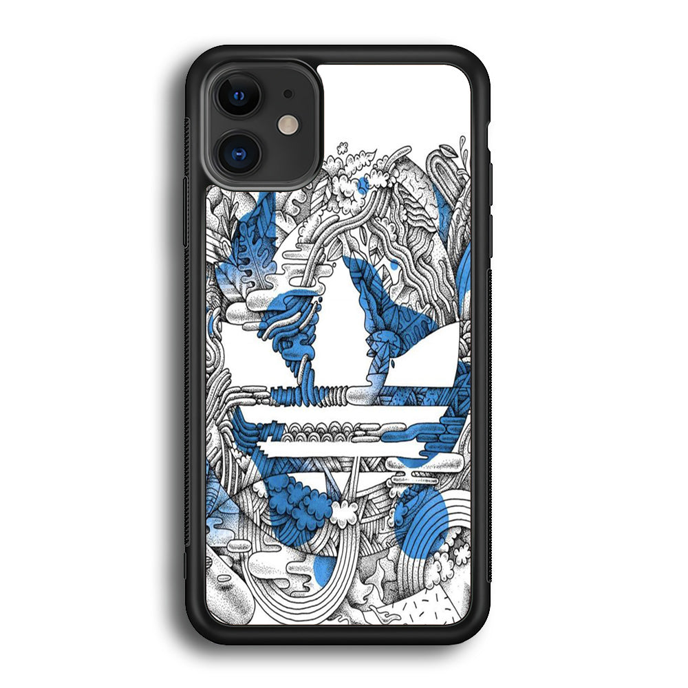 Adidas Doodle Art Blue Clover iPhone 12 Case