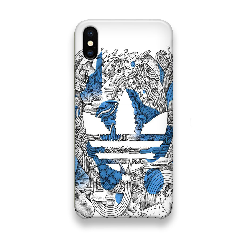 Adidas Doodle Art Blue Clover iPhone X Case