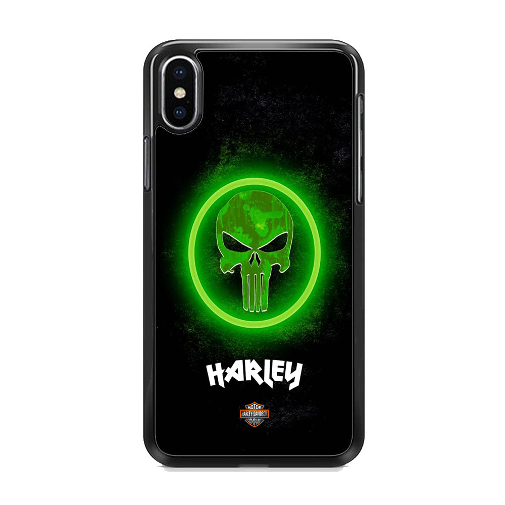 Harley Davidson Green LED Skull iPhone Xs Case