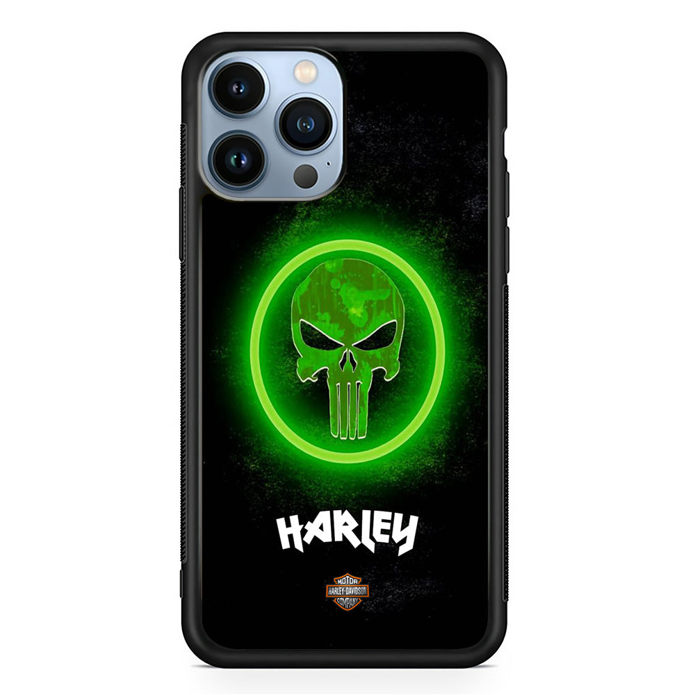 Harley Davidson Green LED Skull iPhone 13 Pro Max Case