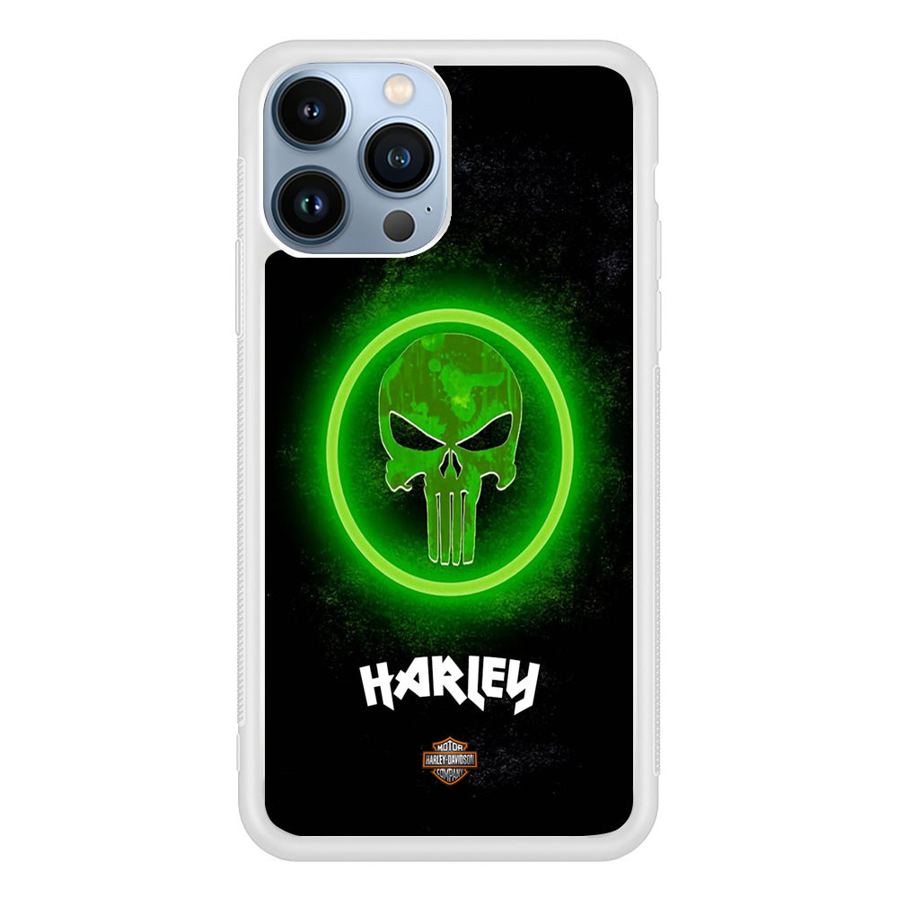 Harley Davidson Green LED Skull iPhone 13 Pro Case