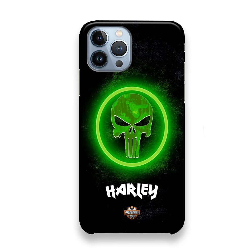 Harley Davidson Green LED Skull iPhone 13 Pro Max Case