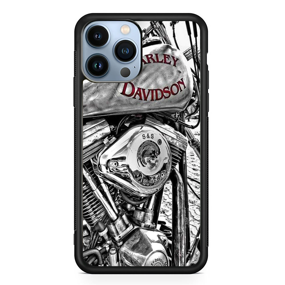 Harley Davidson Silver Tour Classic Wall iPhone 13 Pro Case