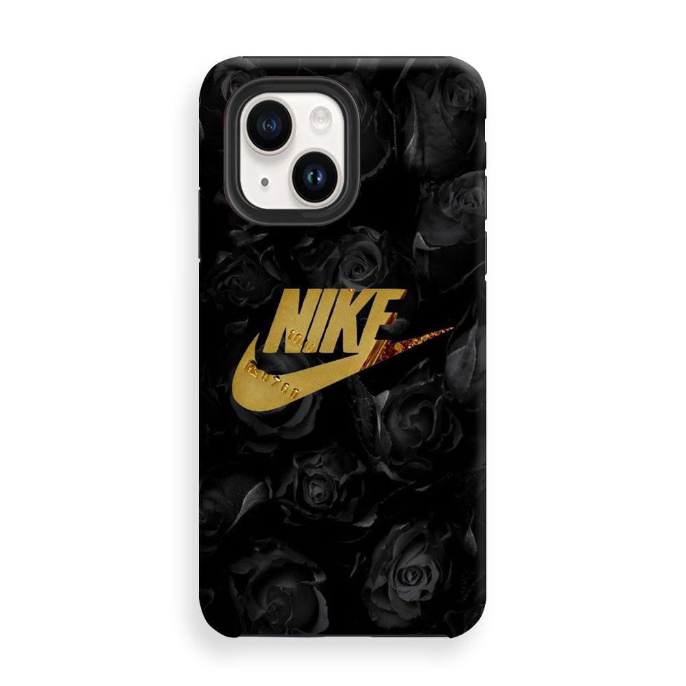 Nike Gold Black Rose iPhone 15 Case