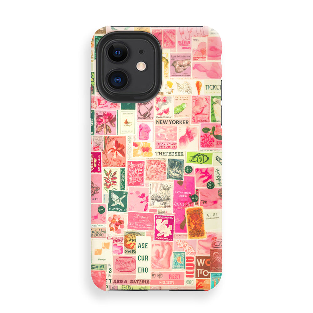 Retro Pink Stamps Phone Cases