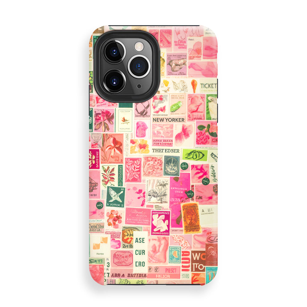 Retro Pink Stamps Phone Cases