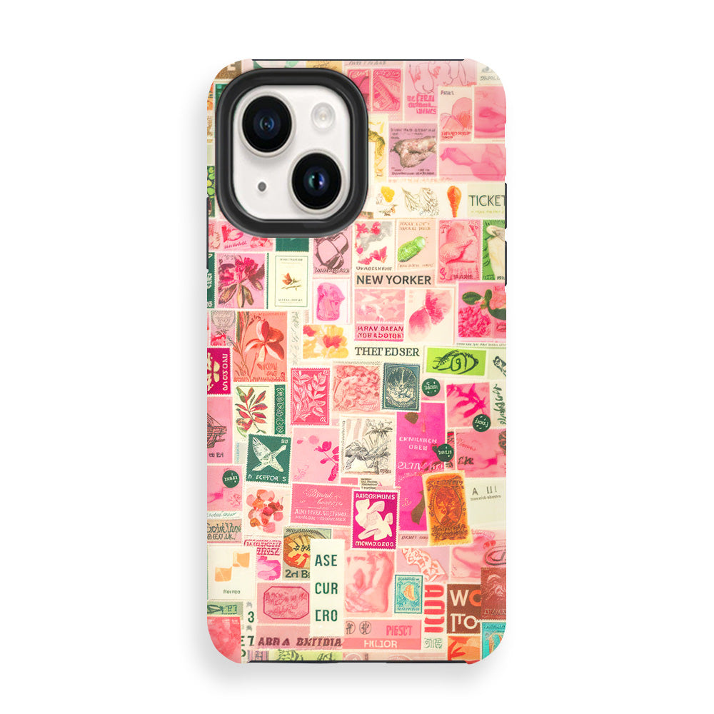 Retro Pink Stamps Phone Cases