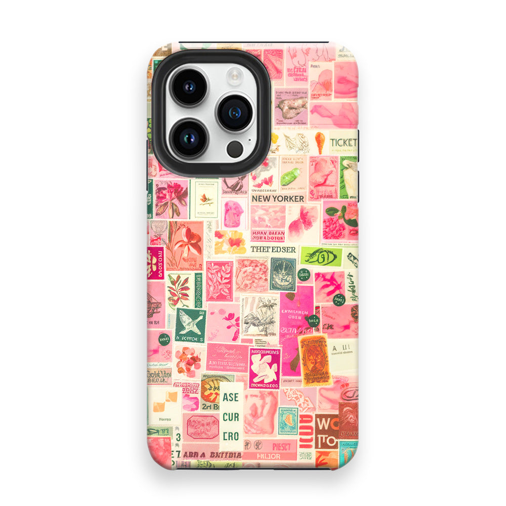 Retro Pink Stamps Phone Cases