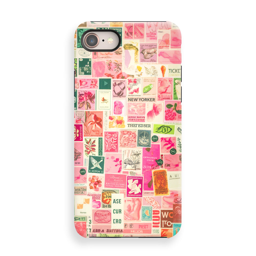 Retro Pink Stamps Phone Cases