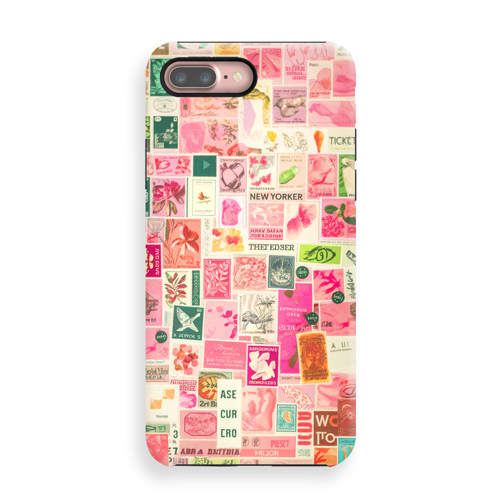 Retro Pink Stamps Phone Cases