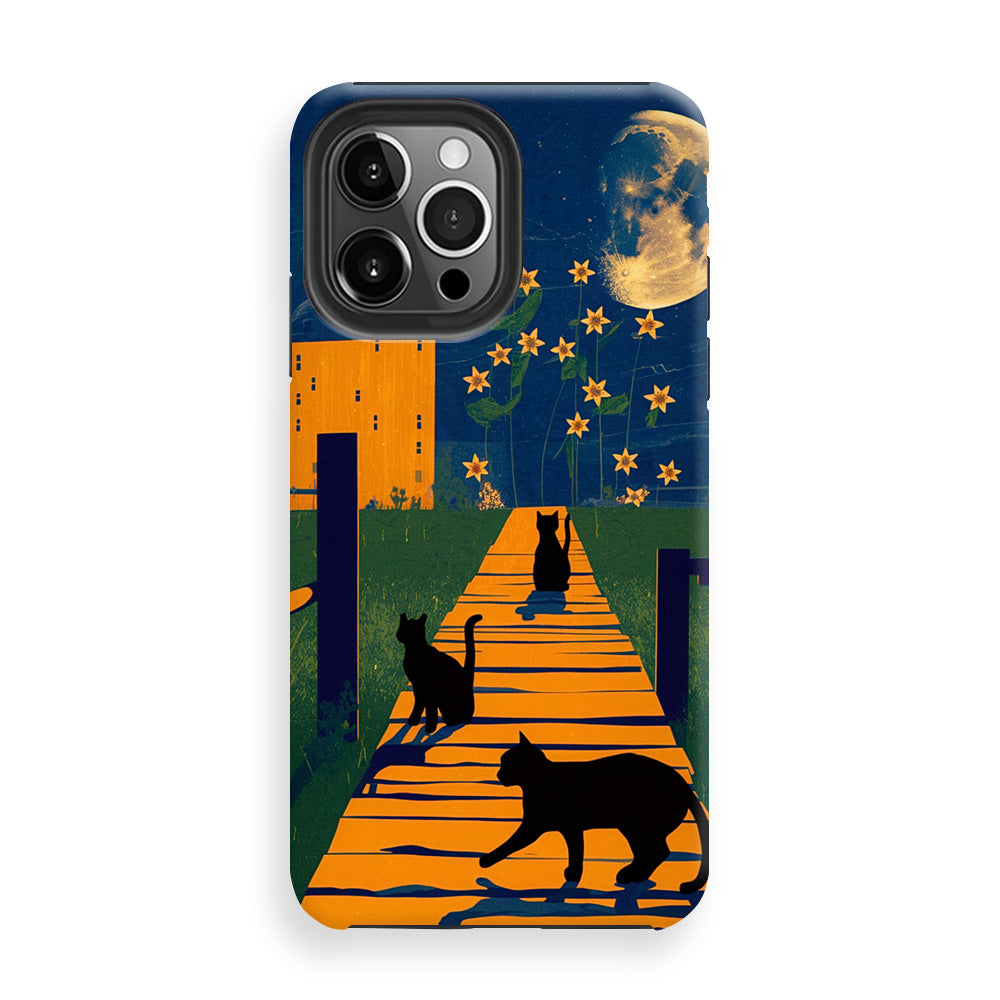 Moonlit Black Cats Phone Cases