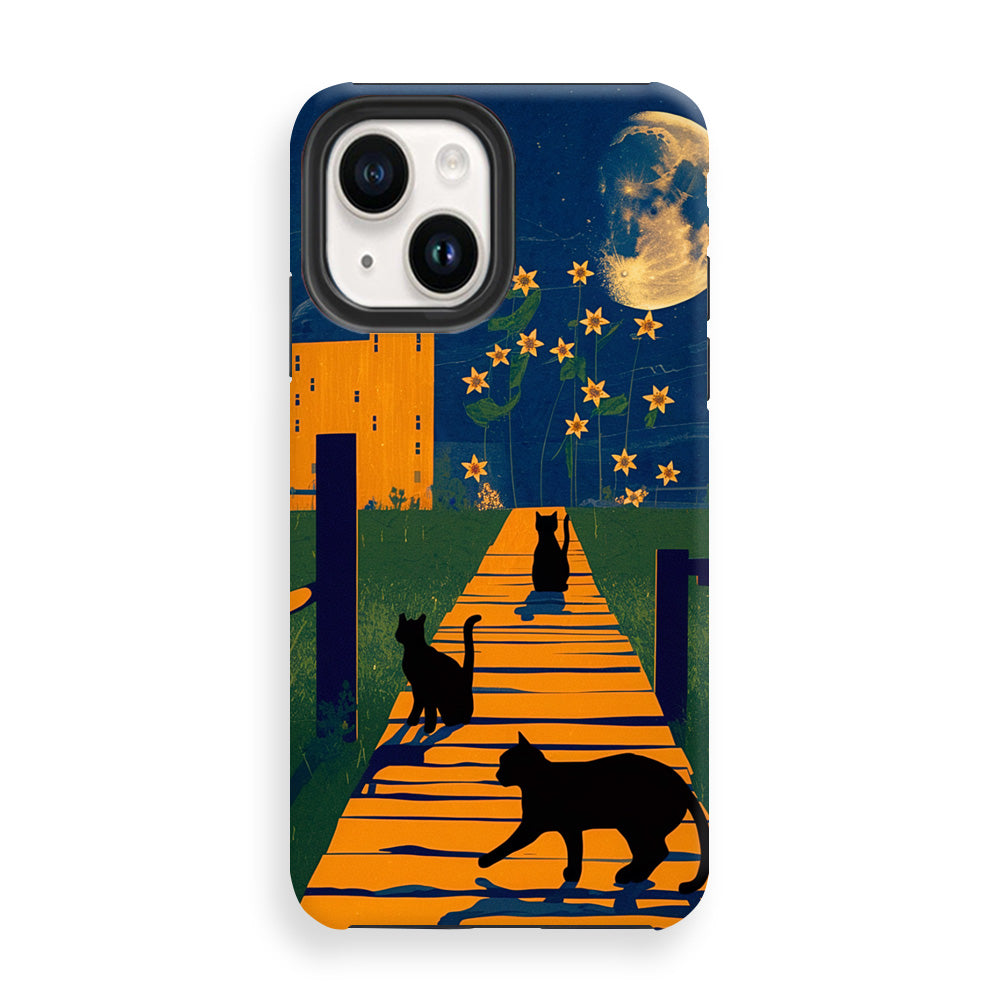 Moonlit Black Cats Phone Cases