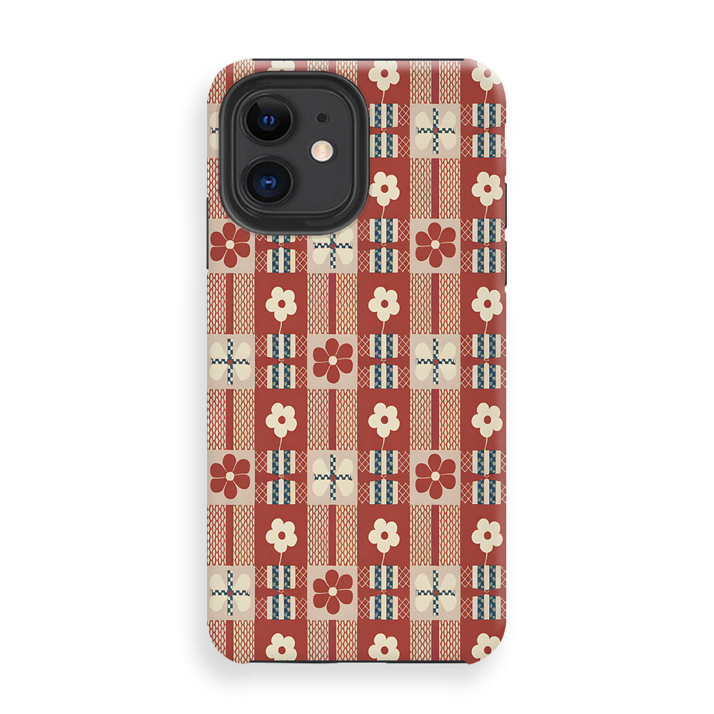 Floral Grid Fabric Phone Cases