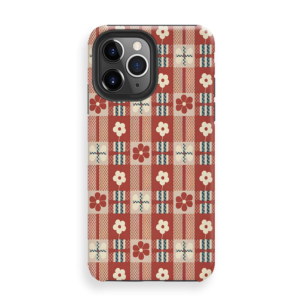 Floral Grid Fabric Phone Cases