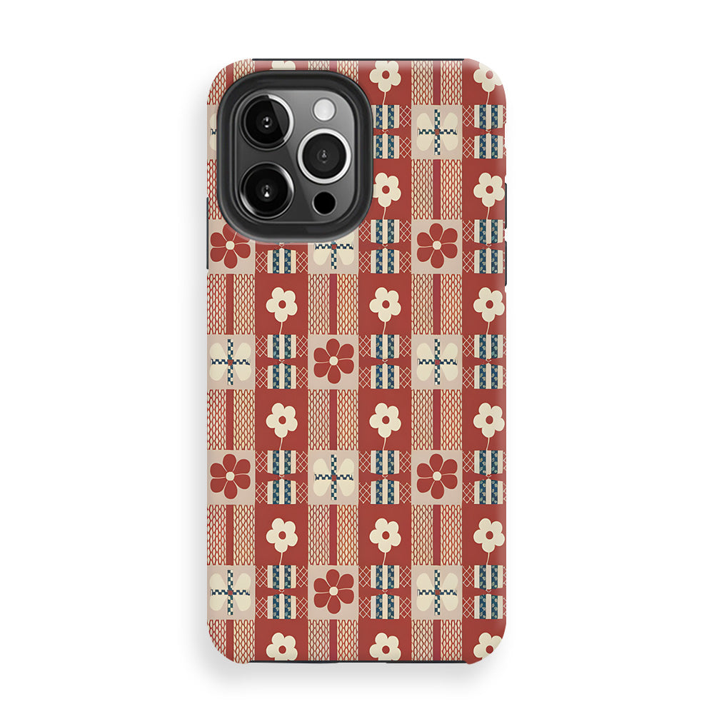 Floral Grid Fabric Phone Cases